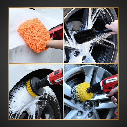 Car Cleaning Brush Set - Premium Dark Design